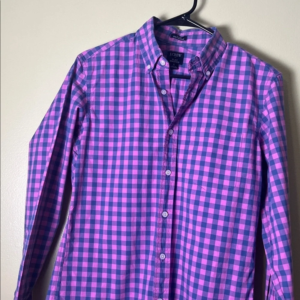 J. Crew Vibrant Pink and Blue Plaid Shirt